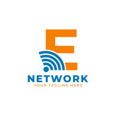 Initial Letter E with Signal Sign Logo Branding Identity Logo Design Template