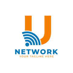 Initial Letter U with Signal Sign Logo Branding Identity Logo Design Template
