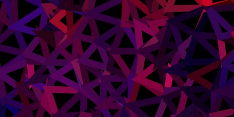 Dark purple, pink vector abstract triangle backdrop.