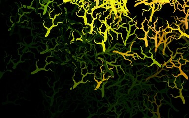 Dark Green, Red vector doodle backdrop with leaves, branches.