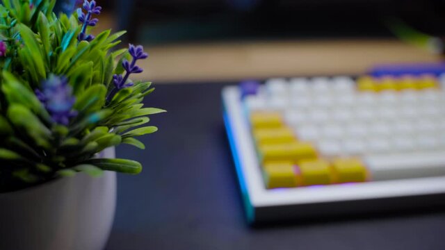 footage of a premium custom keyboard build kit with full alluminium base and bright RGB LED Colors