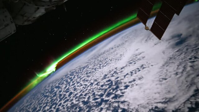 Aurora Polaris Seen From Space. Time-Lapse. Elements of this image furnished by NASA