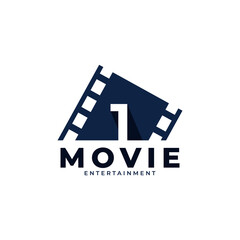 Film Logo. Number 1 Movie Logo Design Template Element. Eps10 Vector