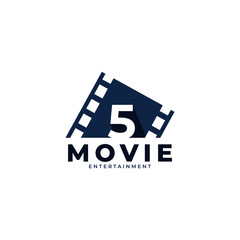 Obraz premium Film Logo. Number 5 Movie Logo Design Template Element. Eps10 Vector
