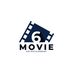 Film Logo. Number 6 Movie Logo Design Template Element. Eps10 Vector