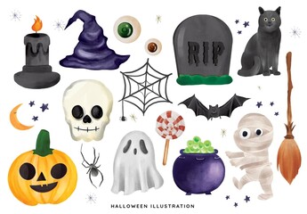 Cute Halloween Clipart Cartoon Illustrations