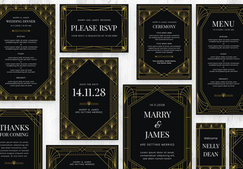 Art Deco Wedding Suite in Black and Gold