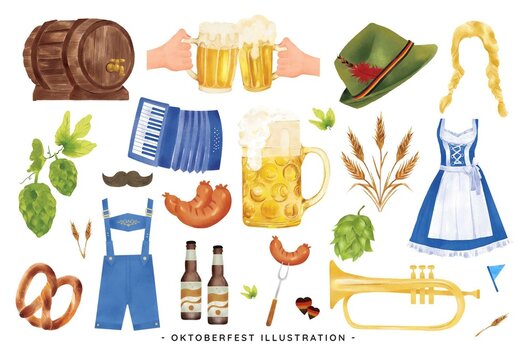 Hand Drawn Oktoberfest Clipart Illustrations for Craft Beer Events