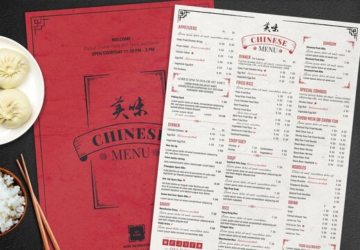 Asian Restaurant Food Menu Layout