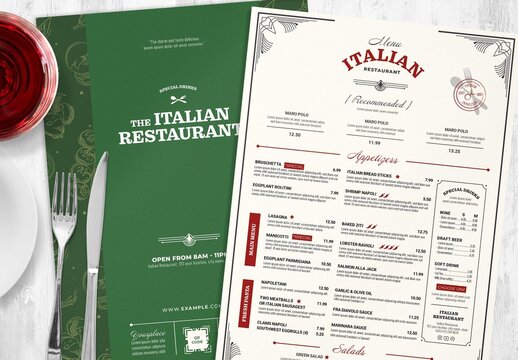 Italian Restaurant Menu Layout