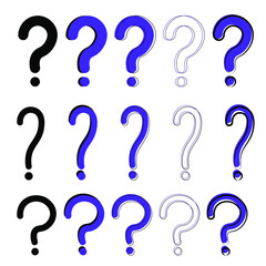 Question icon set. Doodle ask symbol isolated vector. Information signs collection. Specter of emotions mark.