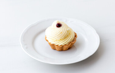 stuffed cupcake on a white plate