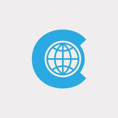 Initial Letter C Globe Logo Design Template Element. Vector Eps10