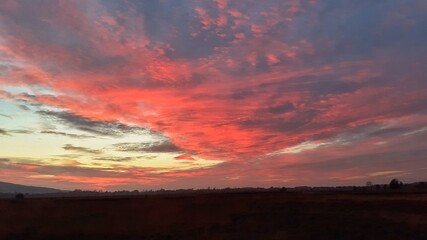 red sunset in the sky