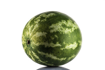 Whole watermelon isolated on white background with reflection