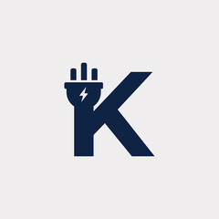 Initial Letter K Electric Icon Logo Design Element. Eps10 Vector