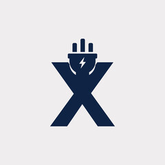 Initial Letter X Electric Icon Logo Design Element. Eps10 Vector