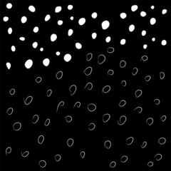 Vector illustration. Children's drawing. Spotted black and white background. Geometric abstract pattern from hand-drawn circles. Filled and linear spots.