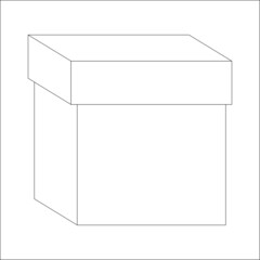 Outline cardboard box. Closed package . Delivery symbol or icon. Vector illstration isolated on white.