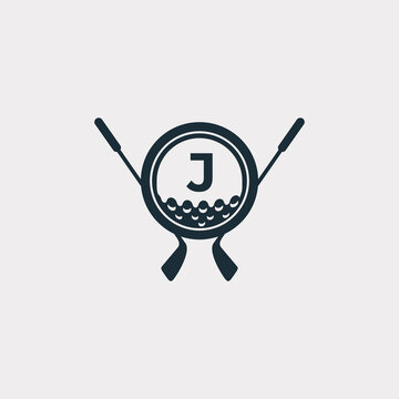 Golf Sport Logo. Letter J for Golf Logo Design Vector Template. Eps10 Vector