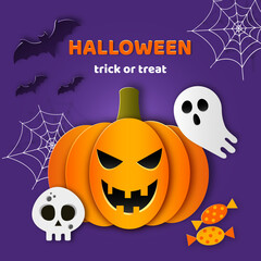 Halloween banner in a paper cut out effect