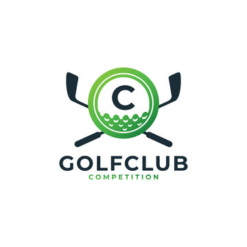 Golf Sport Logo. Letter C for Golf Logo Design Vector Template. Eps10 Vector