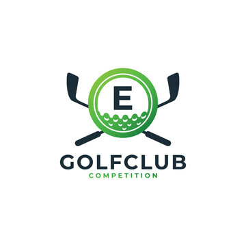 Golf Sport Logo. Letter E for Golf Logo Design Vector Template. Eps10 Vector