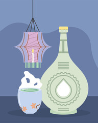 korean lantern and drink