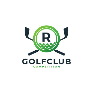 Golf Sport Logo. Letter R for Golf Logo Design Vector Template. Eps10 Vector
