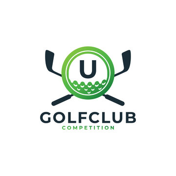 Golf Sport Logo. Letter U for Golf Logo Design Vector Template. Eps10 Vector