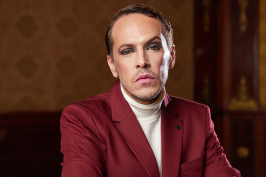 Thoughtful male actor looking at camera