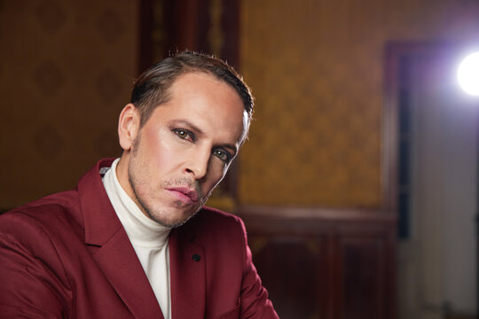 Thoughtful male actor looking at camera