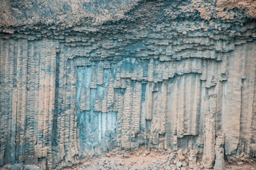 basalt stone wall on the rock