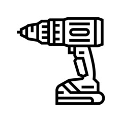 drill device line icon vector. drill device sign. isolated contour symbol black illustration
