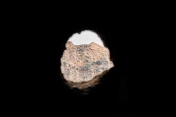 beautiful mountain through the hole