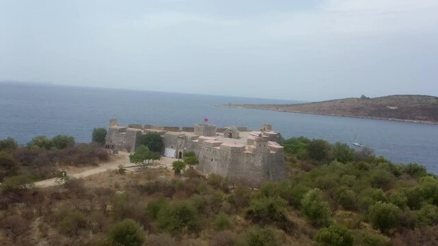 triangle shaped Ali Pasha's castle located in Porto Palermo Albanian riviera