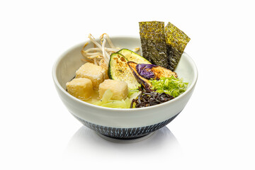 Miso Veggie Ramen on White Background