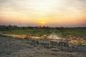 sunset over the river