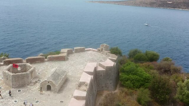 triangle shaped Ali Pasha's castle located in Porto Palermo Albanian riviera