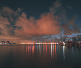 sunrise sea reflections Miami Beach florida sky clouds beautiful lights water nature travel 