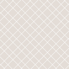 Seamless vector geometric pattern. Illustration with square grid with straight diagonal lines. Beige color. Mesh ornament is good in the design of textiles, wallpaper, clothing, print, decor, covers