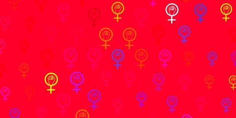 Light Red, Yellow vector background with woman symbols.
