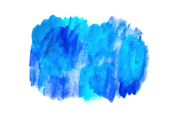 Stain of watercolor paint blue color isolated on white. Background for text. Vector illustration