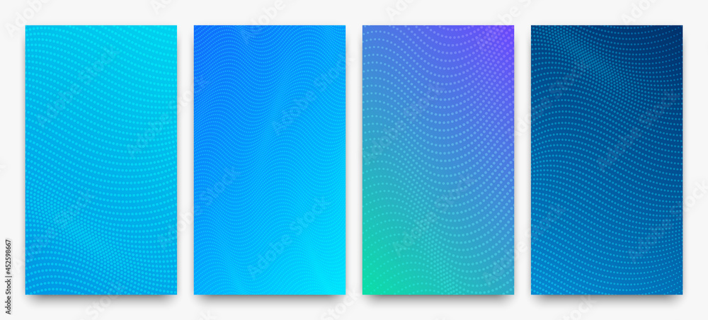 Poster set of halftone gradient backgrounds with dots