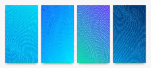 Set of halftone gradient backgrounds with dots