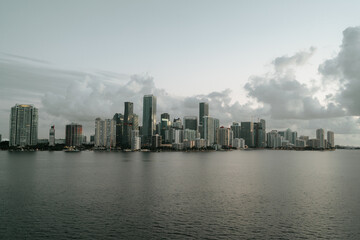city skyline at sunset urban real state apartments Miami Florida 