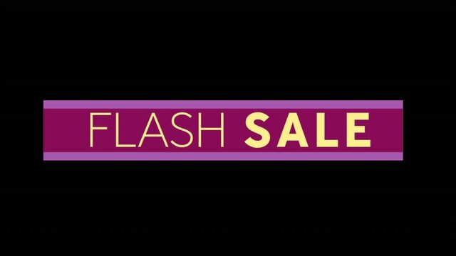 Animation of flash sale text over black background