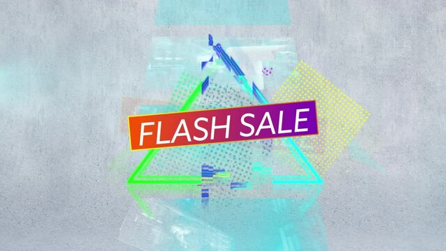 Animation of flash sale text over abstract background
