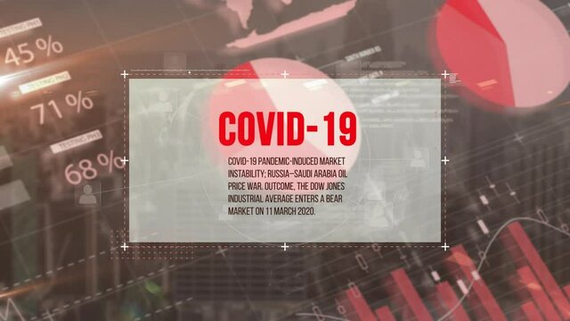 Animation of covid 19 text over data processing