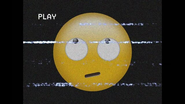 Animation of scared emoji icon over play screen with disturbance